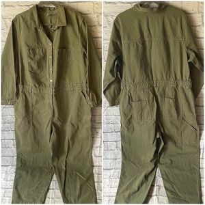 Old Navy Olive Green Long Sleeve Crop Jean Utility 1-Pc Button Top Gun Jumpsuit